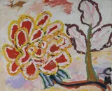 Malcolm de Chazal, Floral Study in Red and Yellow, Gouache