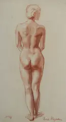 Nora Heysen, Female Standing Nude, 1934, Conte
