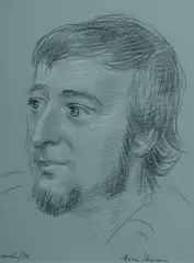 Nora Heysen, Male Portrait (Gordon Clarke), 1976, Pastel & Chalk