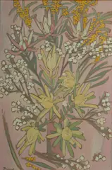 Joanne Thew, Flowers of a Timeless Land, Oil on Board