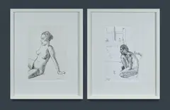 (2) by Judy Cassab, Pen & Ink (2), sold Jul 2023
