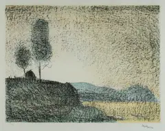 Sunset by Lloyd Rees, 1984, Colour Lithograph 9/50, sold Jul 2023