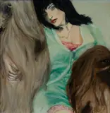 Josh Honeyman, Marnie with her Afghans, 2005, Oil & Resin on Canvas