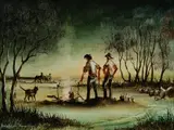 Arthur Hamblin, Making Camp, Oil on Canvas on Board
