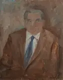 Jon Molvig, Portrait of Rudy Komon, Oil on Board