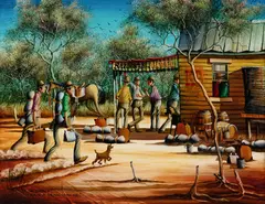 Max Mannix, Click Go The Shears / Have A Drink With Me, Oil on Canvas Board