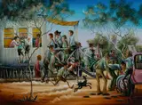 Max Mannix, Bush Dance, Oil on Board