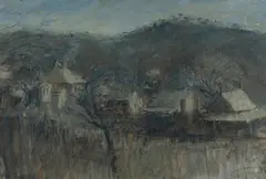 Tony Costa, Houses in Rural Setting, Oil and Mixed Media on Paper