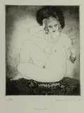 The Mirror by Norman Lindsay, Facsimile Etching 104/550, sold Jul 2023