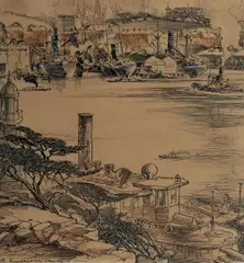 R Emerson Curtis, Walsh Bay, Sydney, Ink, W/Clr & Gouache