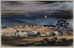 Kenneth Jack, White Cliffs,' from 'Old Mining Towns of Australia, 1984, Hand Coloured Lithograph 33/50