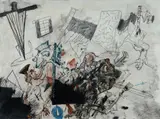 Gareth Lawrence Sansom, Long-Tongued Piano Player, 1981, Mixed Media on Paper