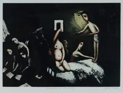 Resurrection of Ern Malley by Garry Shead, Coloured Etching 97/99, sold Jul 2023