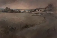 John Lovett, Entering Taralga [NSW], 1980, Oil on Board