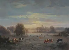 John Sharman, Sunrise on Berry Pastures, Oil on Canvas Board