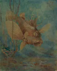 Adolphe Gustave Plate, Red Rock Cod, W/Clr on Paper on Board