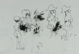 Charles Blackman, Schoolgirls, Ink on Folded Paper