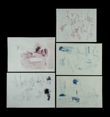 Guy Stuart, (5), Ink, Charcoal & Pastel on Paper (5)