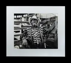 Jon Lewis, Rodeo Clown, Black & White Photograph