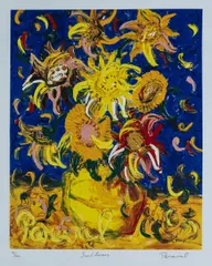 Sunflowers by John Perceval, S/Print 142/250, sold Jul 2023