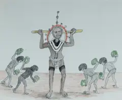 Butcher Joe Nangan, Initiation Ceremony, c.1981, Pencil & W/Clr