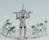 Butcher Joe Nangan, Initiation Ceremony, c.1981, Pencil & W/Clr