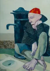 Franco Fortunato, ll riposo del barboue [?], 1984, Oil on Canvas