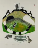 Pitseolak Ashoona, Our Camp, 1974, Accompanied by book 'Cape Dorset Prints/Estampes 1974', this work illus. plate 17. Ex. Inukshuk Galleries, Ontario, Canada (original invoice included),