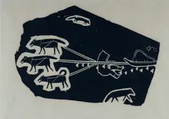 Pauloosie Quananak, Dog Sled Team, 1963, Stone Cut Print 22/35
