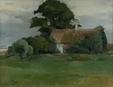 Theodore Bernard Dahl, Cottage and Trees, 1932, Oil on Canvas