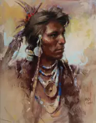 Harley Brown, Portrait of Navajo Indian, Oil on Canvas