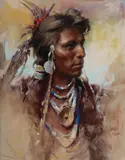 Harley Brown, Portrait of Navajo Indian, Oil on Canvas