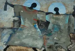 Paco Garospe, Untitled, Oil & Cotton Gauze Applique on Canvas