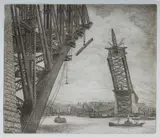 Joseph C Goodhart, Building the Bridge, 1930, Etching