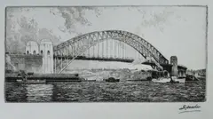 A E Warner, Sydney Harbour Bridge, Etching