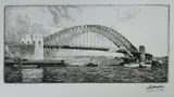 A E Warner, Sydney Harbour Bridge, Etching