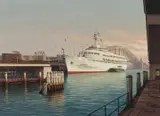 Joseph Ambrose Frost, P&O Canberra at Circular Quay, Gouache
