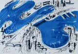 Mark Hanham, Flood Blue Sydney, Acrylic on Paper