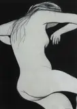 Charles Blackman, Nude Study, Charcoal