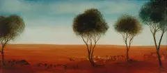 Desert Edge by Pro Hart, Oil on Board, sold May 2023