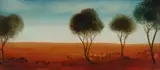 Desert Edge by Pro Hart, Oil on Board, sold May 2023