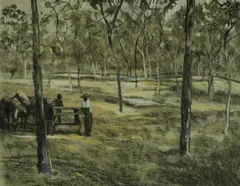 Palm River by Ray Crooke, Gouache & Pastel, sold May 2023