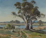 Douglas Pratt, Country Property with Gum Trees and Orchard