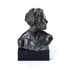 Head of Bacchus by Alfred Pina, Bronze on Wooden Plinth, sold May 2023