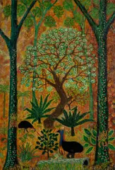 Oswald Blair, Dwellers of the Rainforest, 1972, Mixed Media on Board