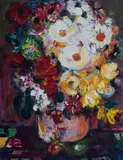 George Finey, Mixed Blooms, Oil on Board