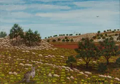 Hugh Schulz, After Rain, Broken Hill, Acrylic on Board