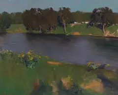 Peter Smales, Evening Mood, River Scene, Oil on Canvas