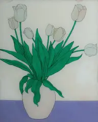 Geoff Jones, Tulips, 1982, Oil on Glass