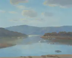 Placid Waters by Erik Langker, Oil on Board, sold May 2023